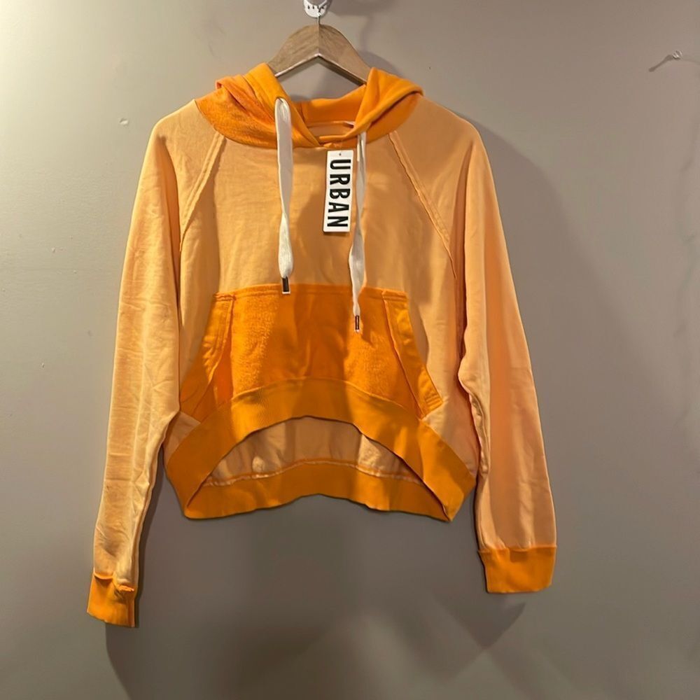 BDG Orange Two-Tone Cropped Hoodie